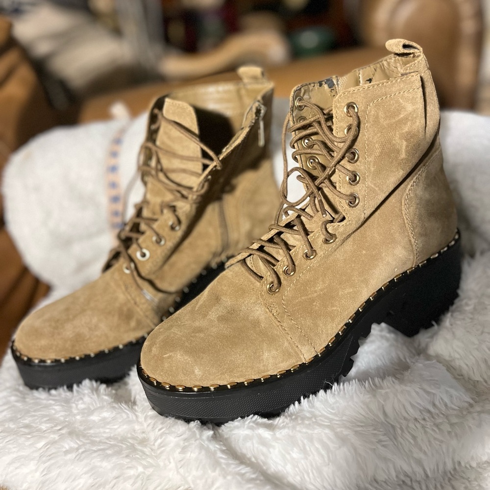 Vince Camuto combat boots and suede size 8 1/2